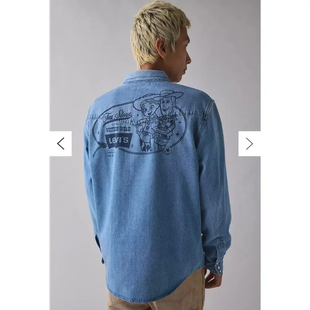 Levi's x Toy Story Denim Western Shacket Jean Shirt Jacket Size Large Unisex NWT - Picture 3 of 16